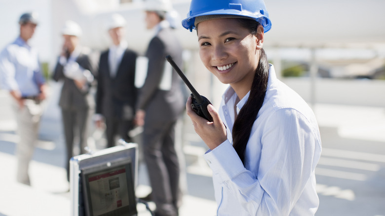 woman working construction site