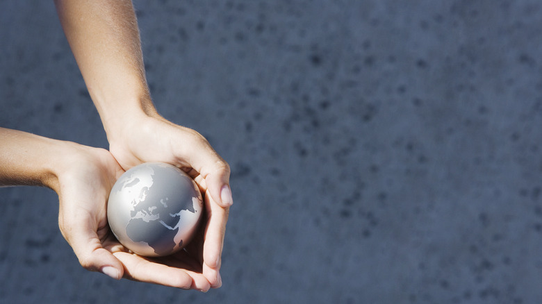 Pair of hands holding a globe