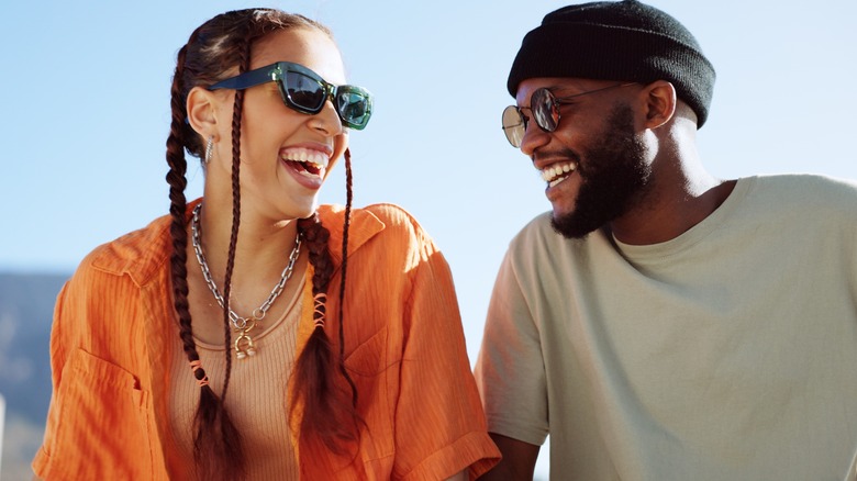 smiling couple outdoors