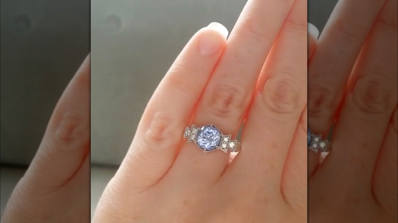 Light blue sapphire engagement ring