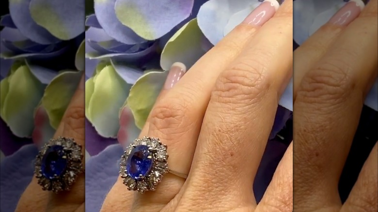 Sapphire and diamond Art Deco ring