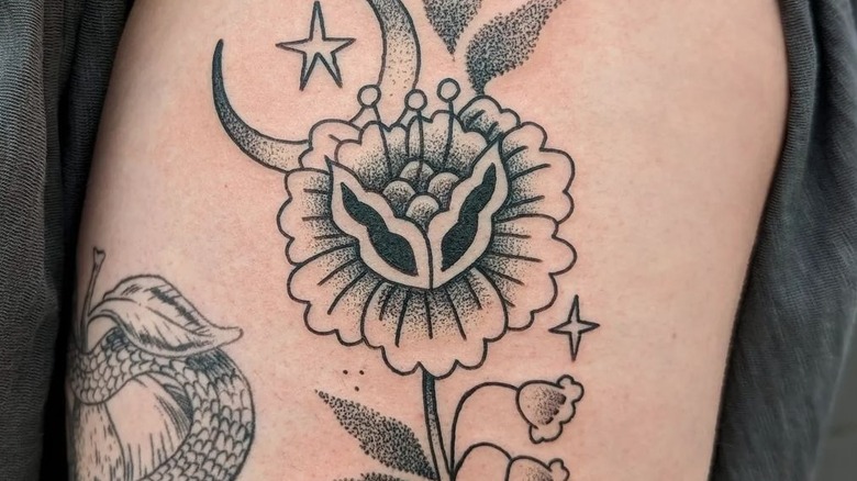 flower and moon tattoo