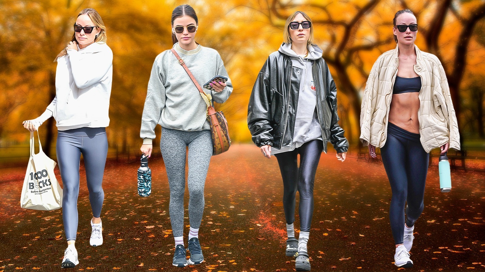 athleisure running and walking outfits for fall including alo
