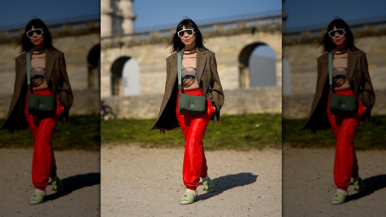 woman wearing track pants