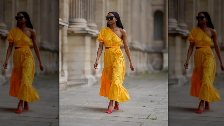 Woman in a yellow dress