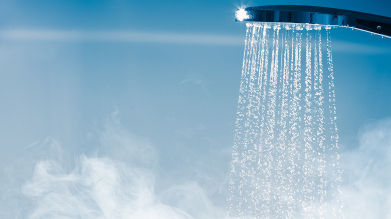 steaming shower head