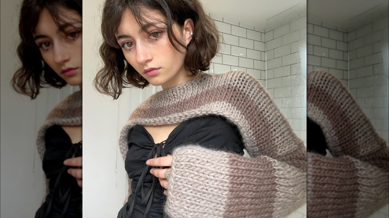 Woman in knit bolero