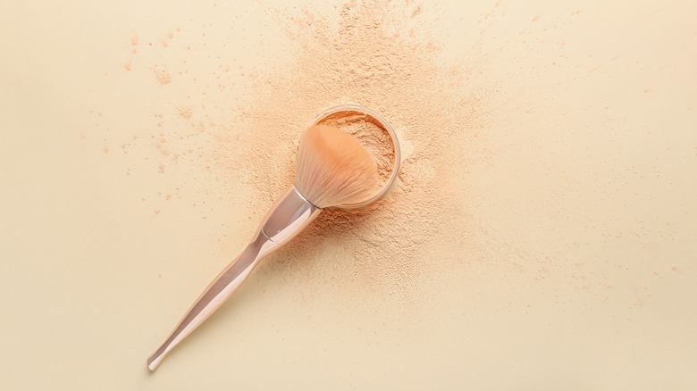 loose setting powder on table