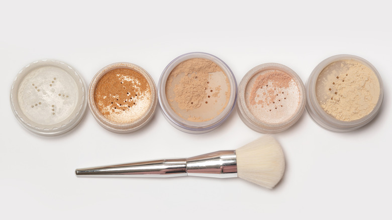 various setting powders on table