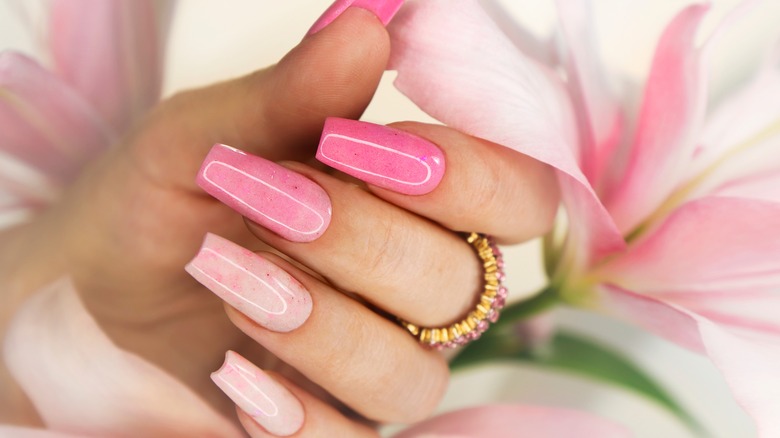 Nails with pink ombré manicure