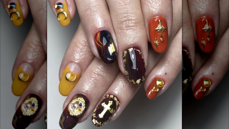 Autumn-toned baroque nails