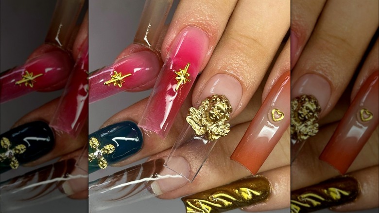 Multi-colored baroque nails