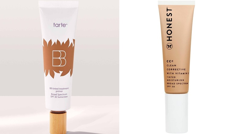 Tarte BB Blur Tinted Moisturizer SPF 30 and Honest Beauty CCC Clean Corrective with Vitamin C Tinted Moisturizer