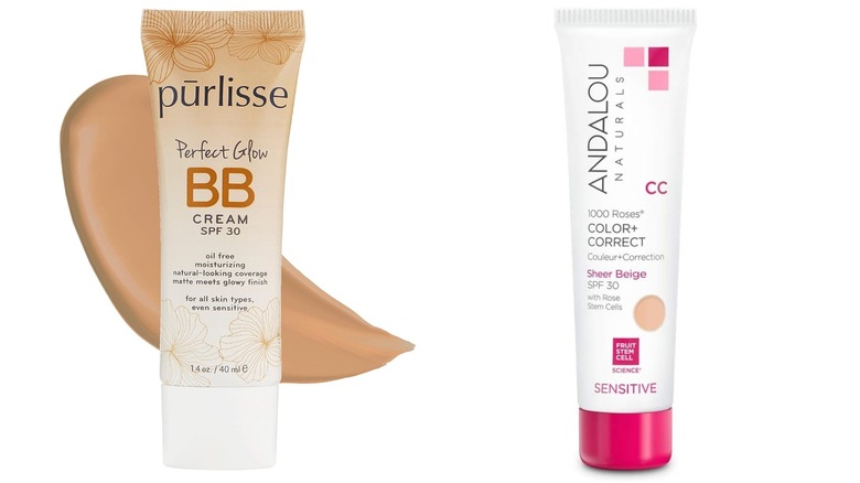 Purlisse Perfect Glow BB Cream SPF 30 and Andalou Naturals 1000 Roses CC Color + Correct SPF 30