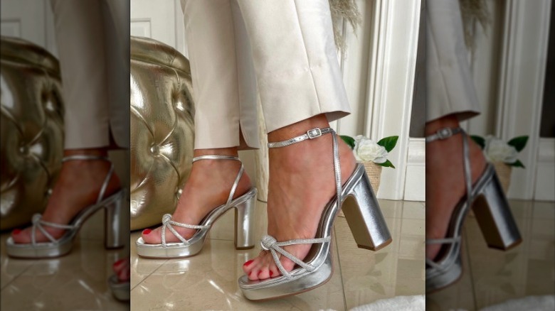 metallic high heels