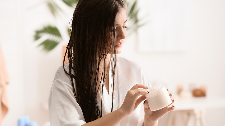 A woman with wet hair