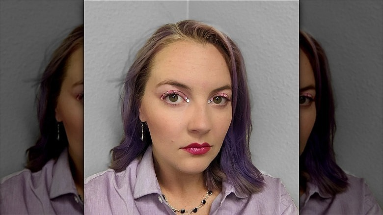 woman with bejeweled eyeshadow