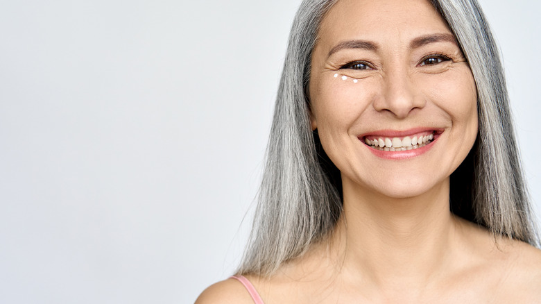 Aging woman with perfect skin