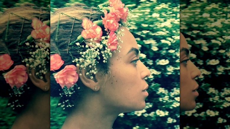 Beyoncé floral side profile