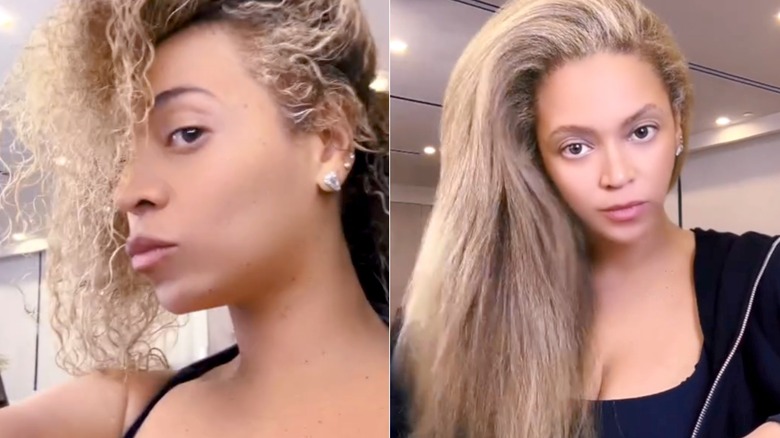 Beyoncé's natural curls and straightened hair