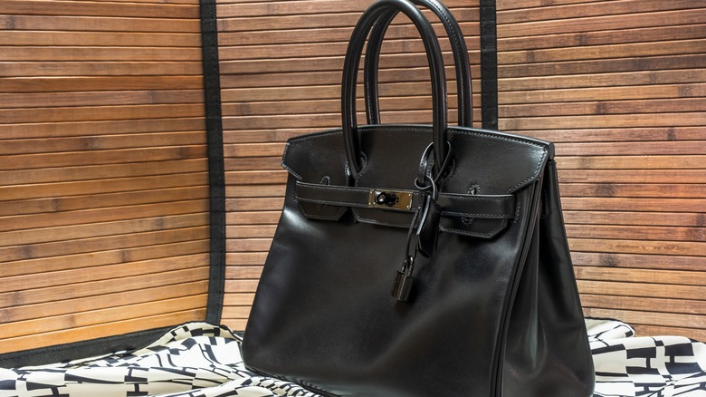 Black leather Birkin bag