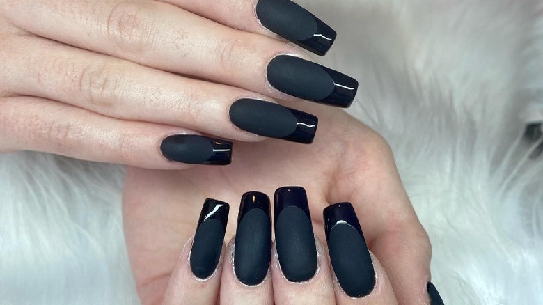 mixed black leather nails