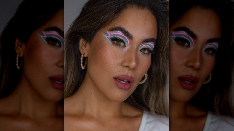 woman with colorful eyeliner look