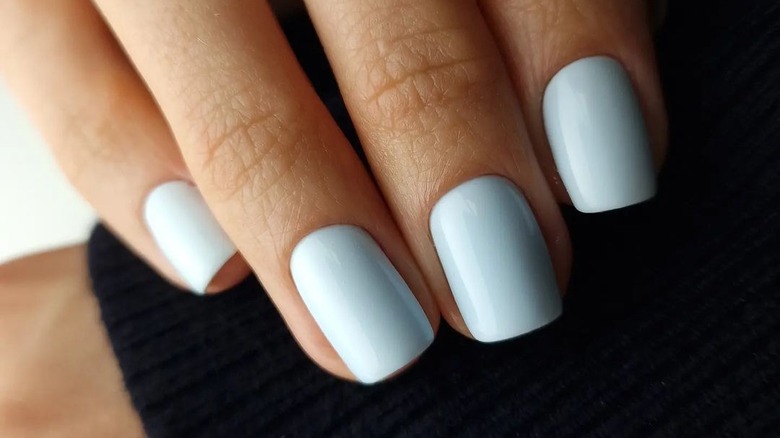 light blue manicure