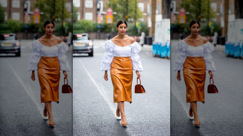 woman in boat neck top