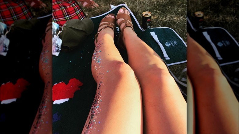 woman with leg body glitter