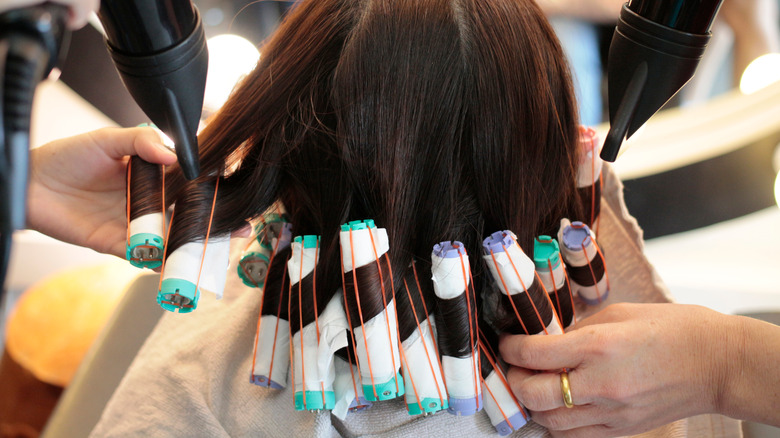 woman getting perm