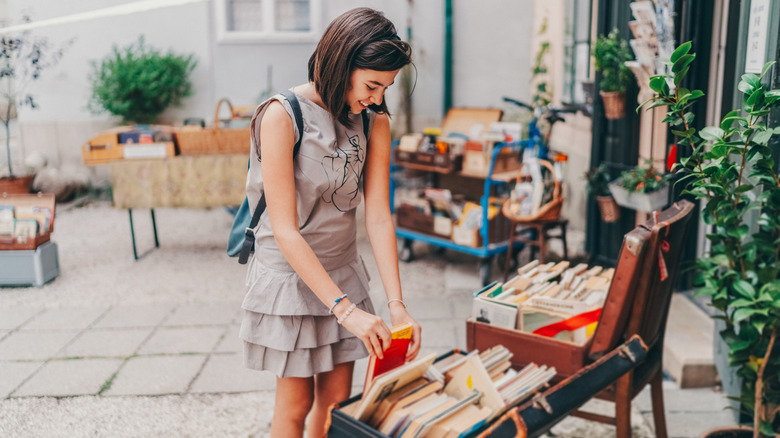 Woman book shopping