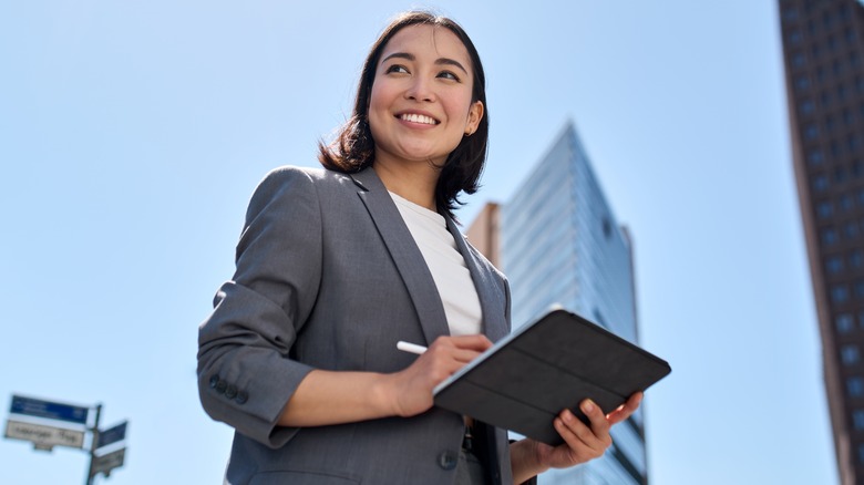 business woman smiling