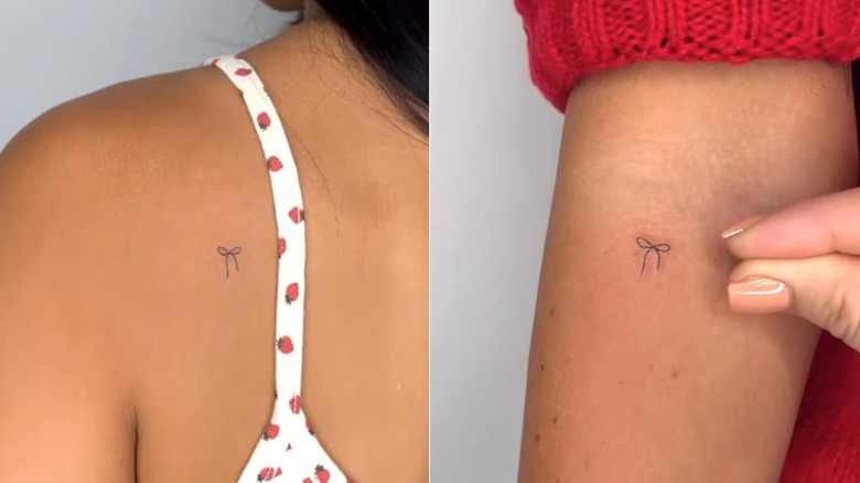 Two tiny bow tattoos