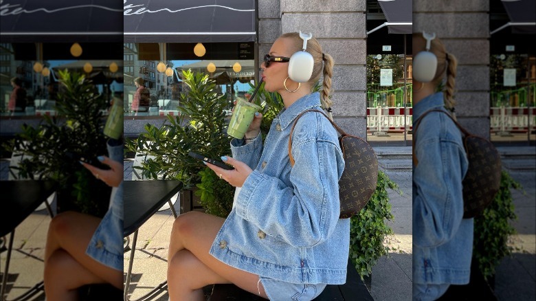 Denim jacket and ponytail braid