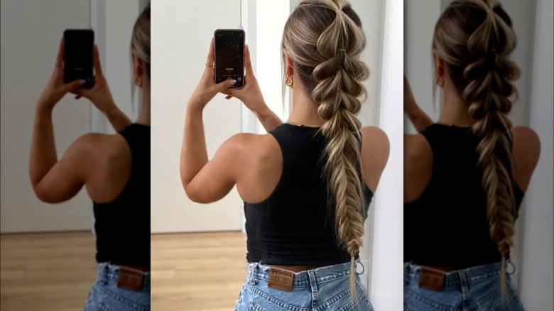 A woman with a pull-through braid