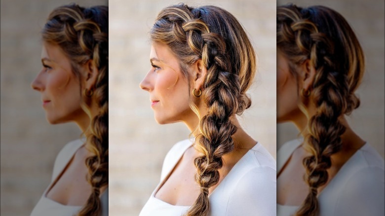 A woman with a side braid