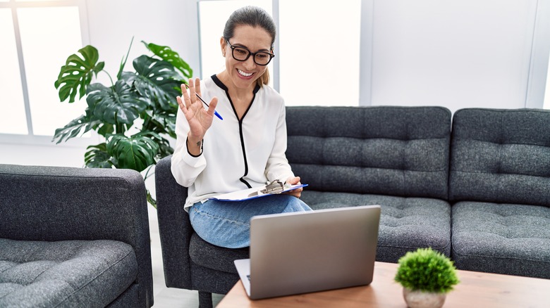 psychotherapist during video call