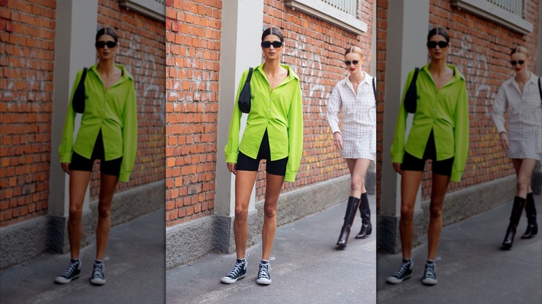 Woman wearing green shirt