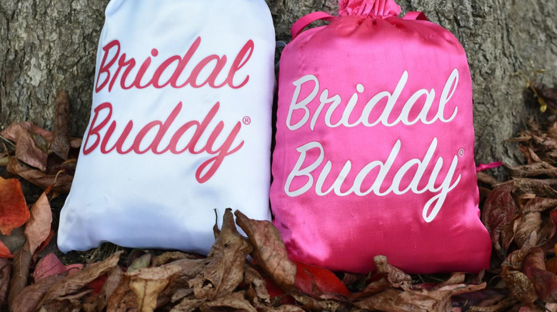 Bridal Buddy in white and pink bags