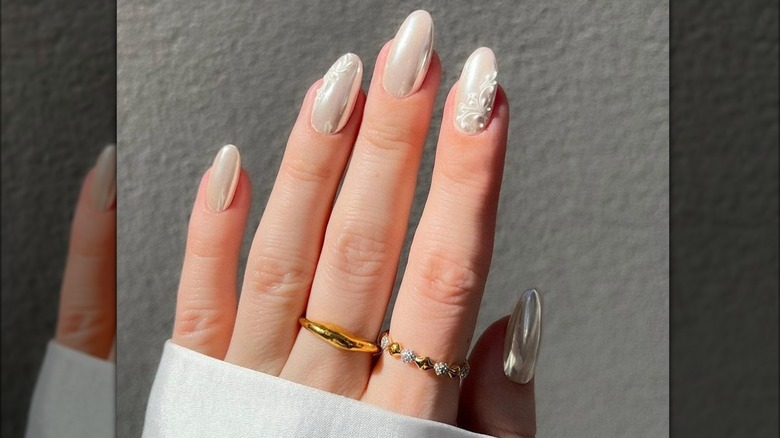 Royal white manicure 