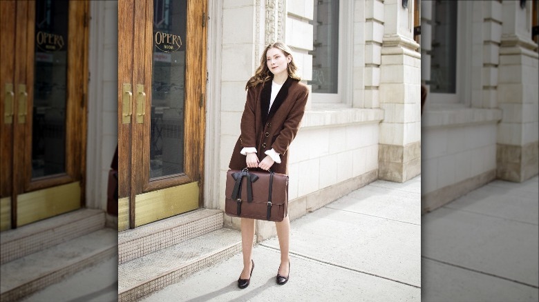 Brown outfit and briefcase