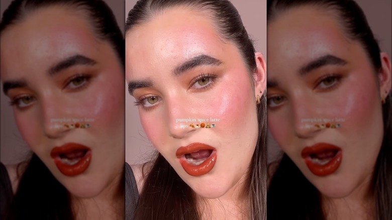 girl with an orange tone lip combo