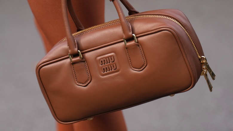 Square brown MiuMiu handbag