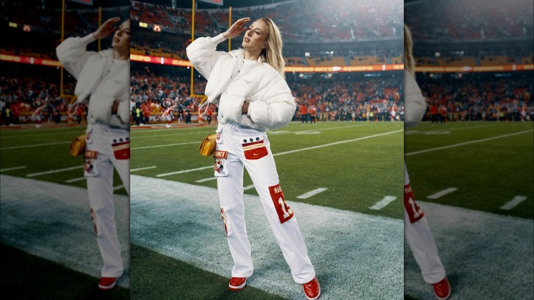 Brittany Mahomes white puffer coat