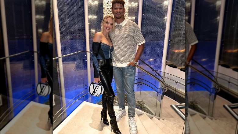 Brittany Mahomes posing with her husband, Patrick.