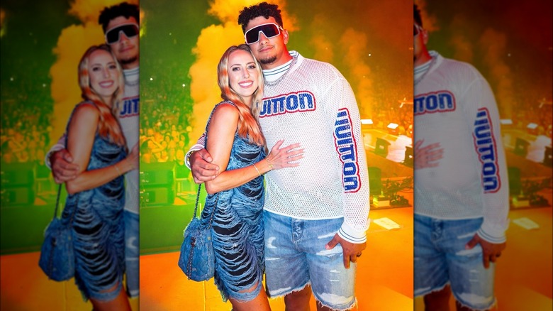 Brittany Mahomes posing with her husband, Patrick.