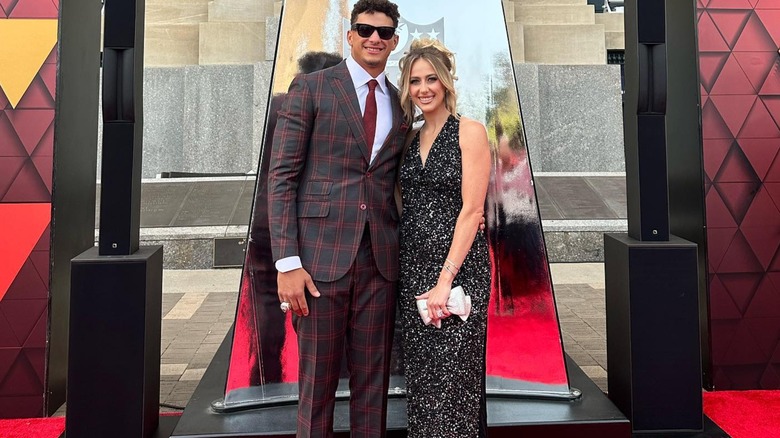 brittany mahomes wearing sparkly dress