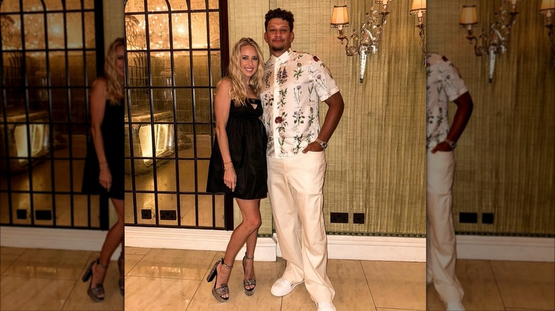 Pregnant Brittany Mahomes in LBD