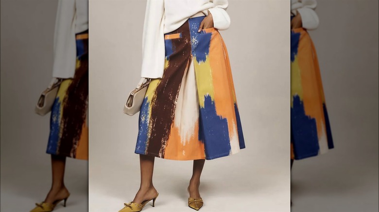 Multicolored brushstroke skirt 